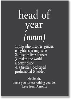 Personalised Head of Year Teacher Gift Noun Quote Print Thank Leaving Retirement