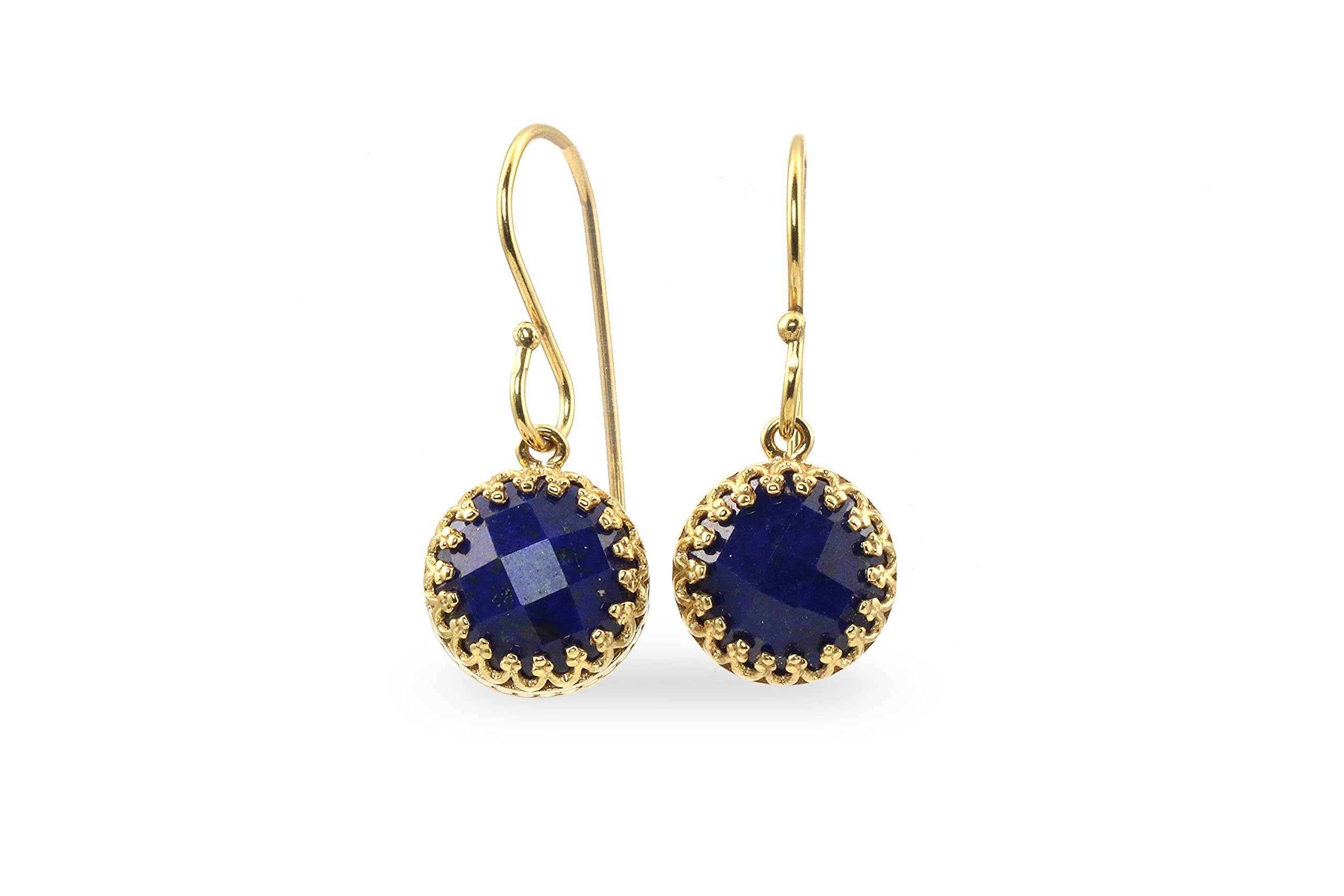 Boucles d'oreilles en Lapis Lazuli d'Anémone - Boucles d'Oreilles Élégantes et Délicates - Crochet en Pierre Ronde, Boucles d'Oreilles pour Femmes, Mode, Quotidien, Cadeau