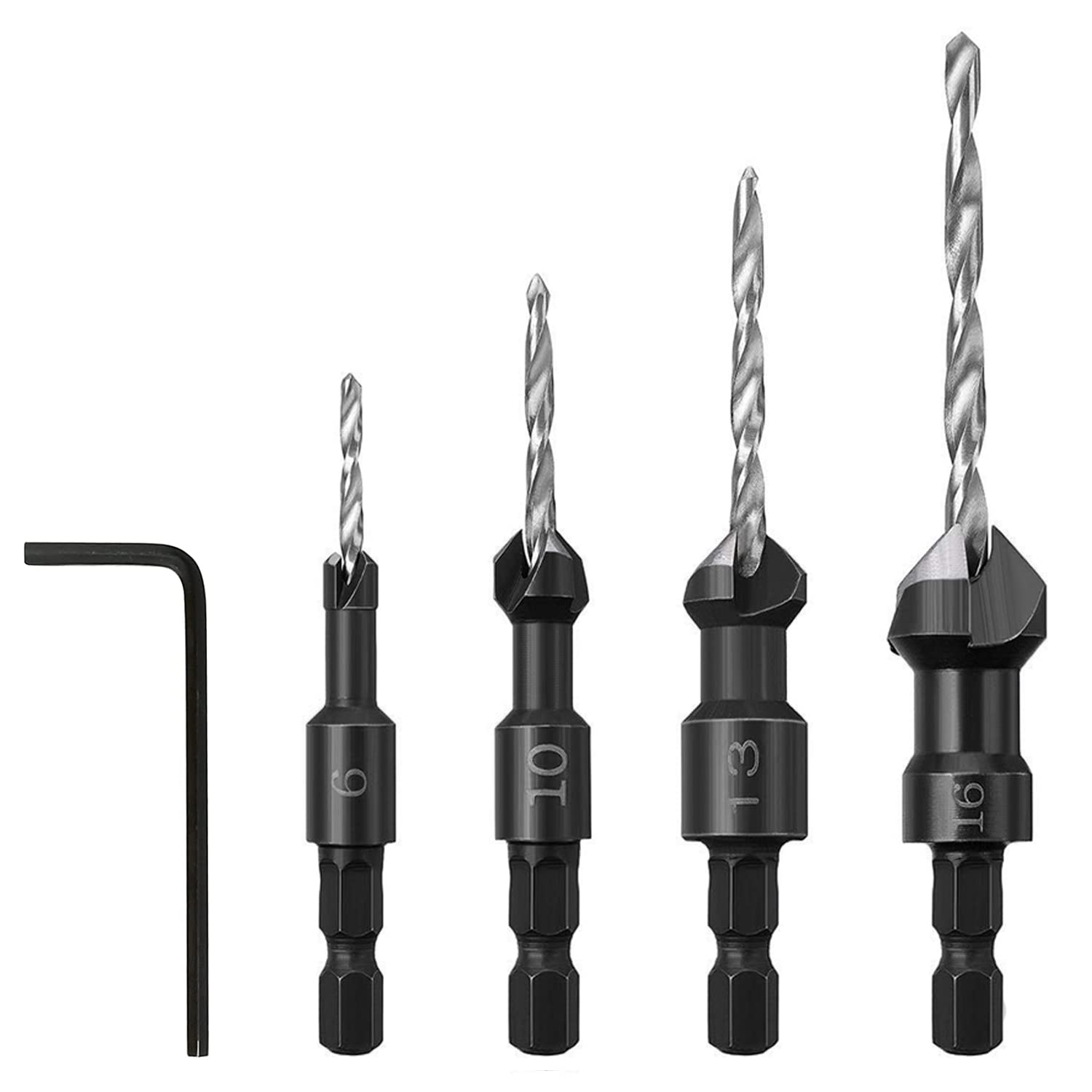 Countersink Drill Bits Set 1/4 Inch Hex Shank Tapered Drill Bits