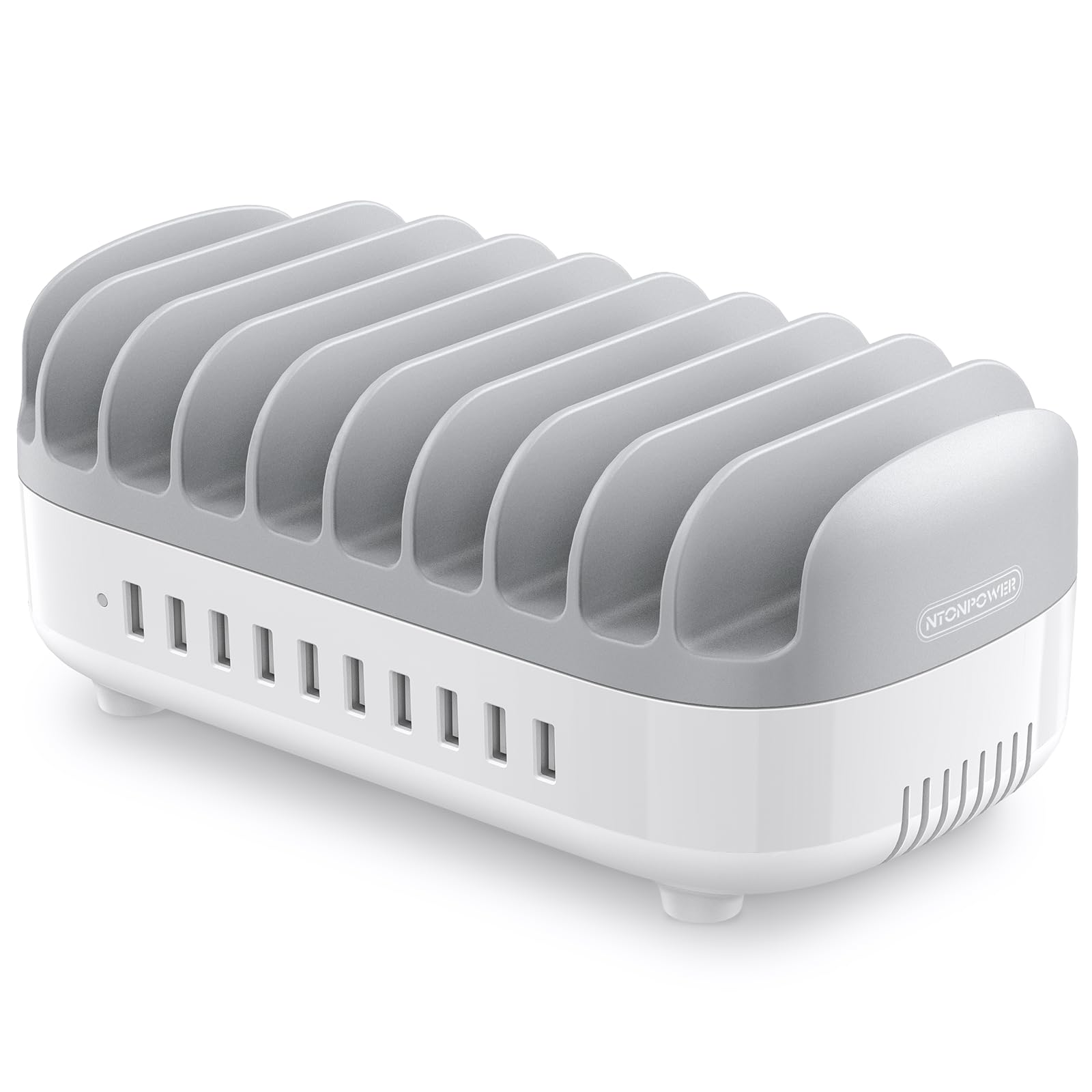 10 Ports Charging Station for Multiple Devices, 120W iPad Charging Station Organizer, USB Charging Docking with Cooling Fan, for iPhone, for iPad,