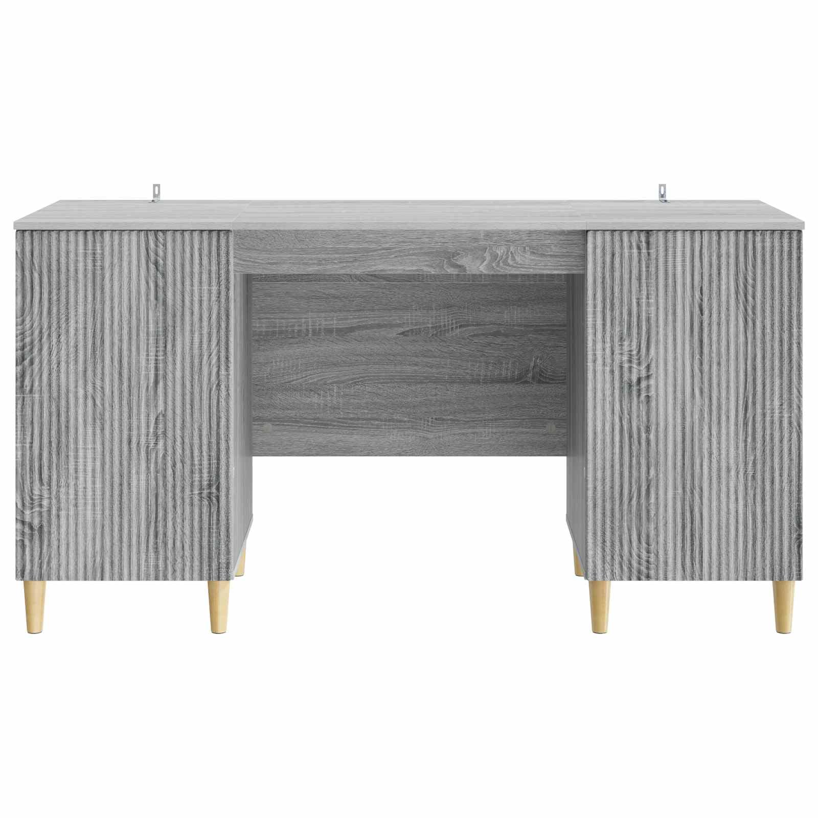 Scrivania grigio sonoma in legno ingegnerizzato 142,5 x 50 x 75 cm con ripiani e porte per studio ufficio casa smartworking postazione lavoro computer gaming