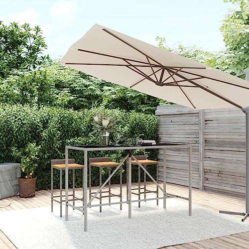 KCCKOM Bar Table with Glass Top Gray 70.9