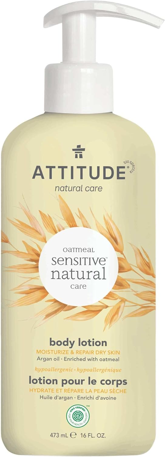 ATTITUDE Moisturizing Body Lotion for Sensitive Skin Enriched with Oat and Argan Oil, EWG