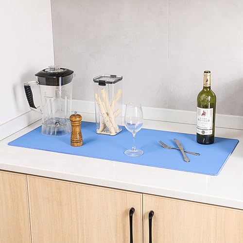 Miniatura 7 de ALOANES Tapete de escritorio impermeable azul claro, alfombrilla de mouse grande con alfombrilla extendida para mouse, protector de escritorio de