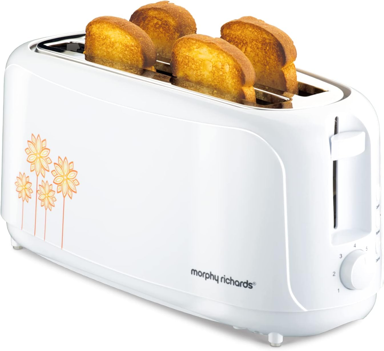 at 402 1450Watts Pop-Up Toaster, 4-Slice Automatic Pop up Toaster with Removable Crumb Tray, 7-Levels Browning Controls, Bread Centring with Wide Bread Slots, 2-Yr Warranty, White