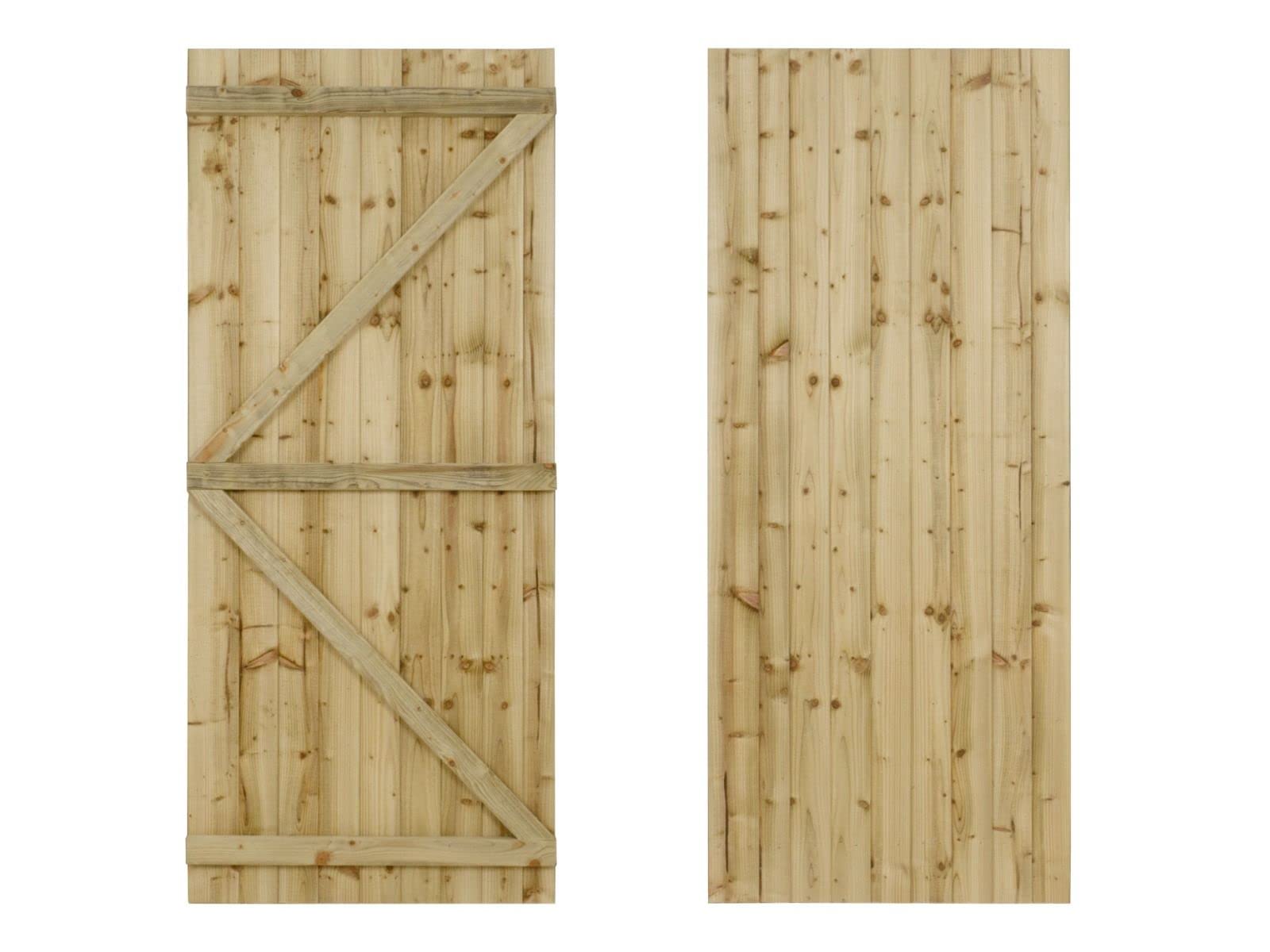 Featheredge Wooden Garden and Side Gates (v1) (H-1500, W-800, Natural (Light Green) Finish)