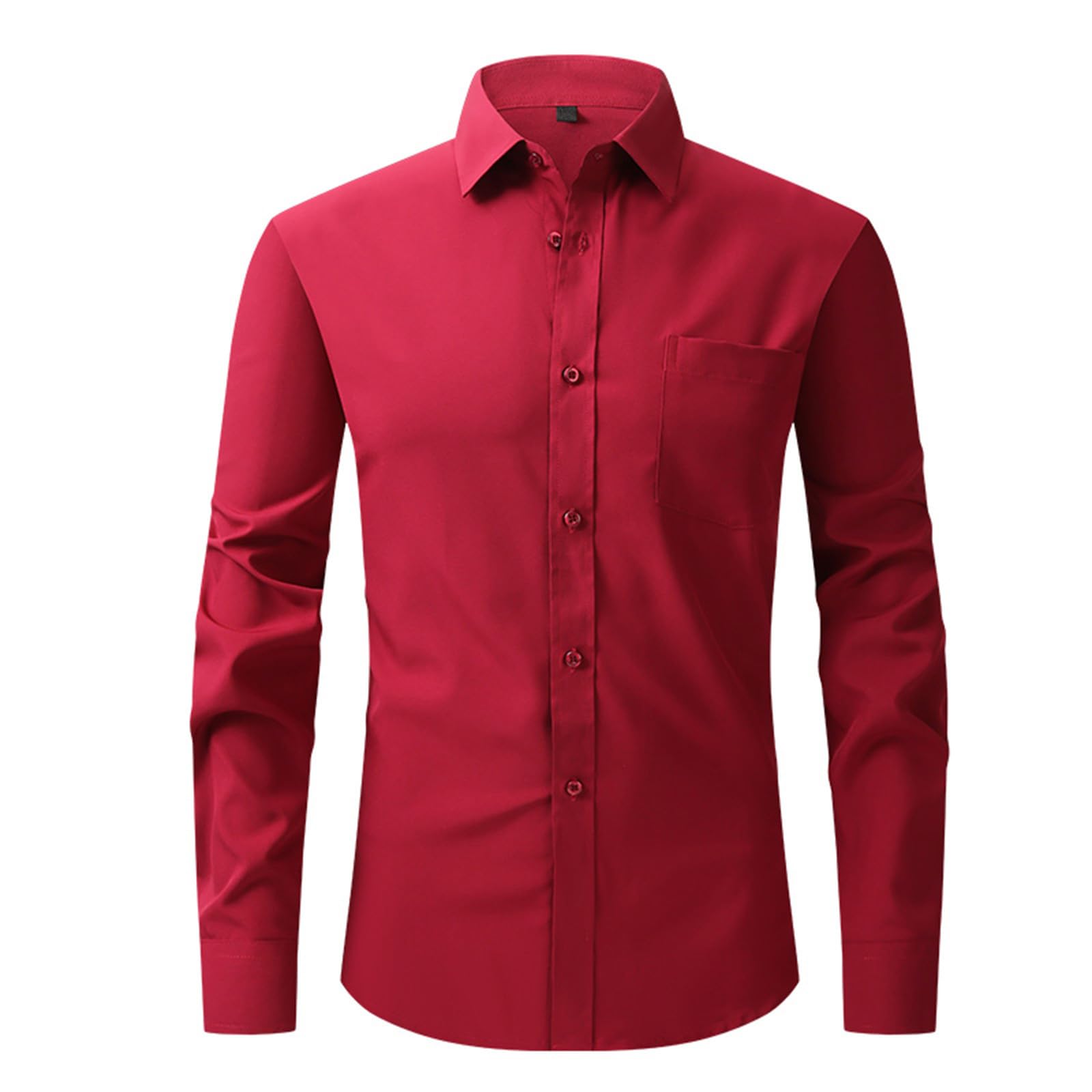 Uillui Mens Dress Shirts Long Sleeve Business Regular Fit Button Down Shirts Pocketed Stretch Formal Dress Shirts for