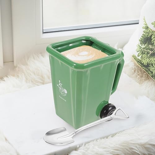 Miniatura 8 de Luxshiny Divertida taza de café de porcelana con cubierta cuchara novedosa papelera taza de té de porcelana taza de agua taza de leche regalo