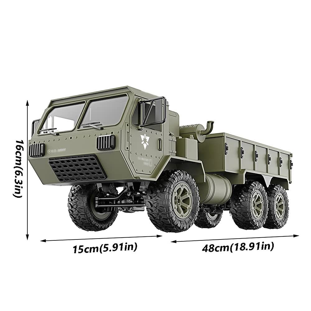 Genérico Camión RC Todoterreno 6wd con Función De Transporte, Carrocería Antiexplosión, Faros Led Y Neumáticos Huecos para Terrenos Difíciles