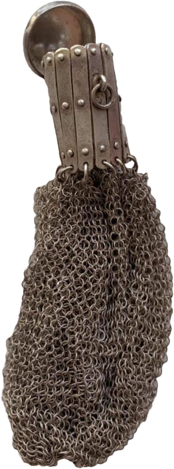 Coin Pouch | Coin Purse | Metal Mesh Coin Bag | 1920s Antique Beggar Bag Coin Purse | Twist Lid Gate Top Mesh Chatelaine Coin Purse | Vintage Metal Chain Mail Mesh Coin Holder
