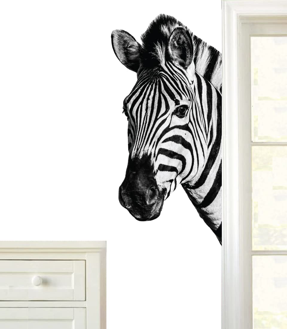 Stickers On Your Wall Black And White Zebra Head Facing Left Wall Art Stickers Living Dining Hallway Room African Safari Decal