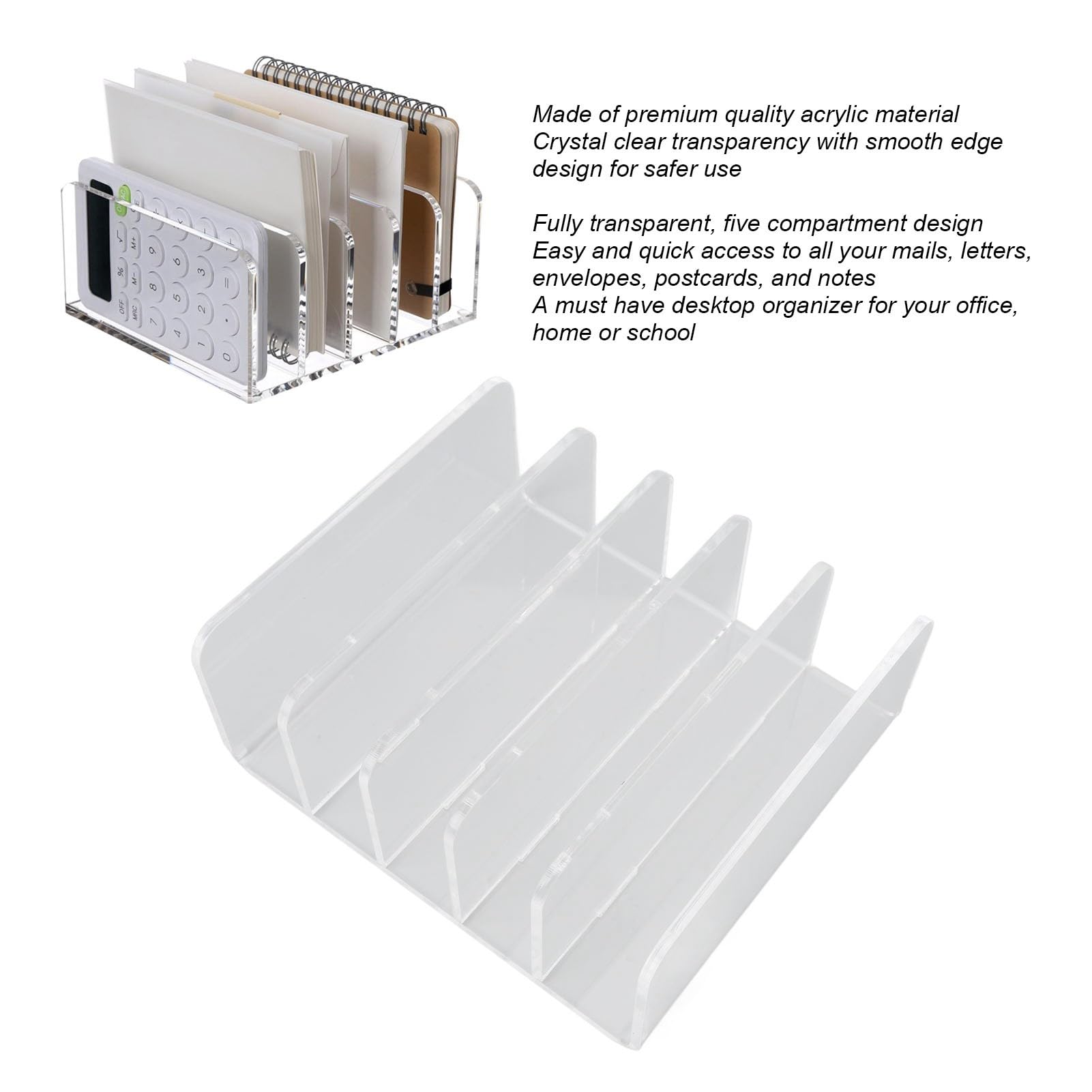 Lot De 2 Organiseurs Courrier Acrylique Transparent - Trieur Vertical Bureau Moderne Pour Documents Et Enveloppes