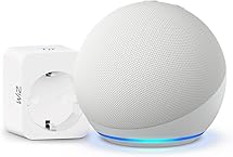 Echo Dot (5.ª generación) | Blanco + WiZ Enchufe Inteligente, compatible con Alexa - Kit de inicio de Hogar digital