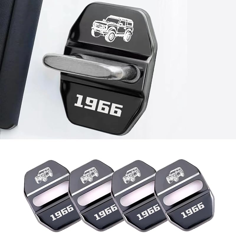 Kit com 4 capas protetoras para trava de porta HANNHAI em aço inoxidável, compatível com Ford Bronco 2 ou 4 portas, preto