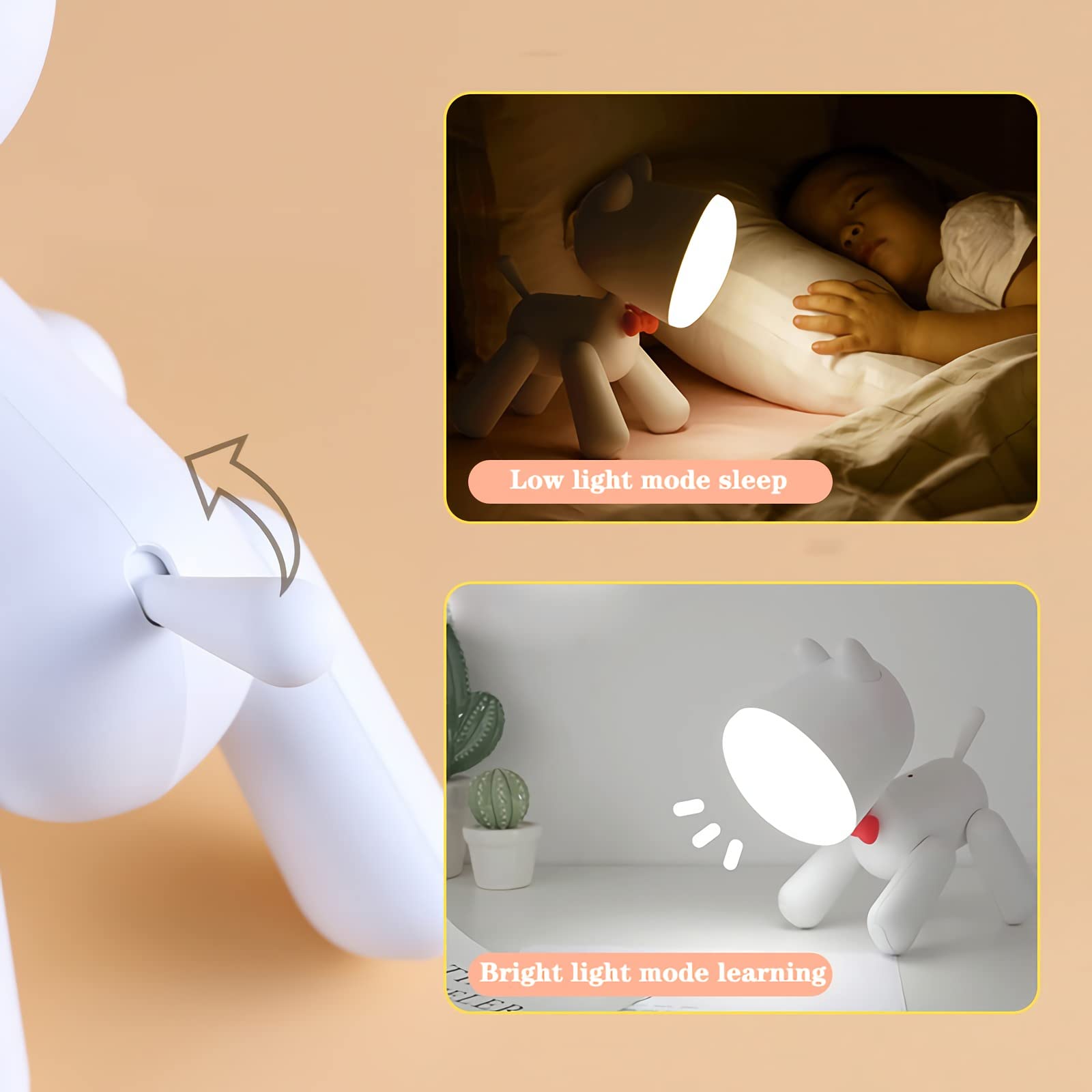 Veilleuse LED pour enfants avec interrupteur Dimmable Bébé Allaitement Lumière Portable USB Charge Veilleuse Réglable Dessin Animé Chien Lampe Chambre d'enfant Décoration Jouets Cadeaux Festival
