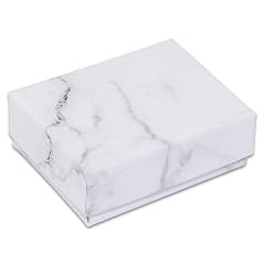 TheDisplayGuys - 100-Pack 11 Cotton Filled Cardboard Paper Jewelry Boxes Gift Case - Marble White 2 1 x