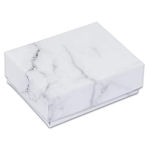 TheDisplayGuys - 100-Pack 11 Cotton Filled Cardboard Paper Jewelry Boxes Gift Case - Marble White 2 1 x
