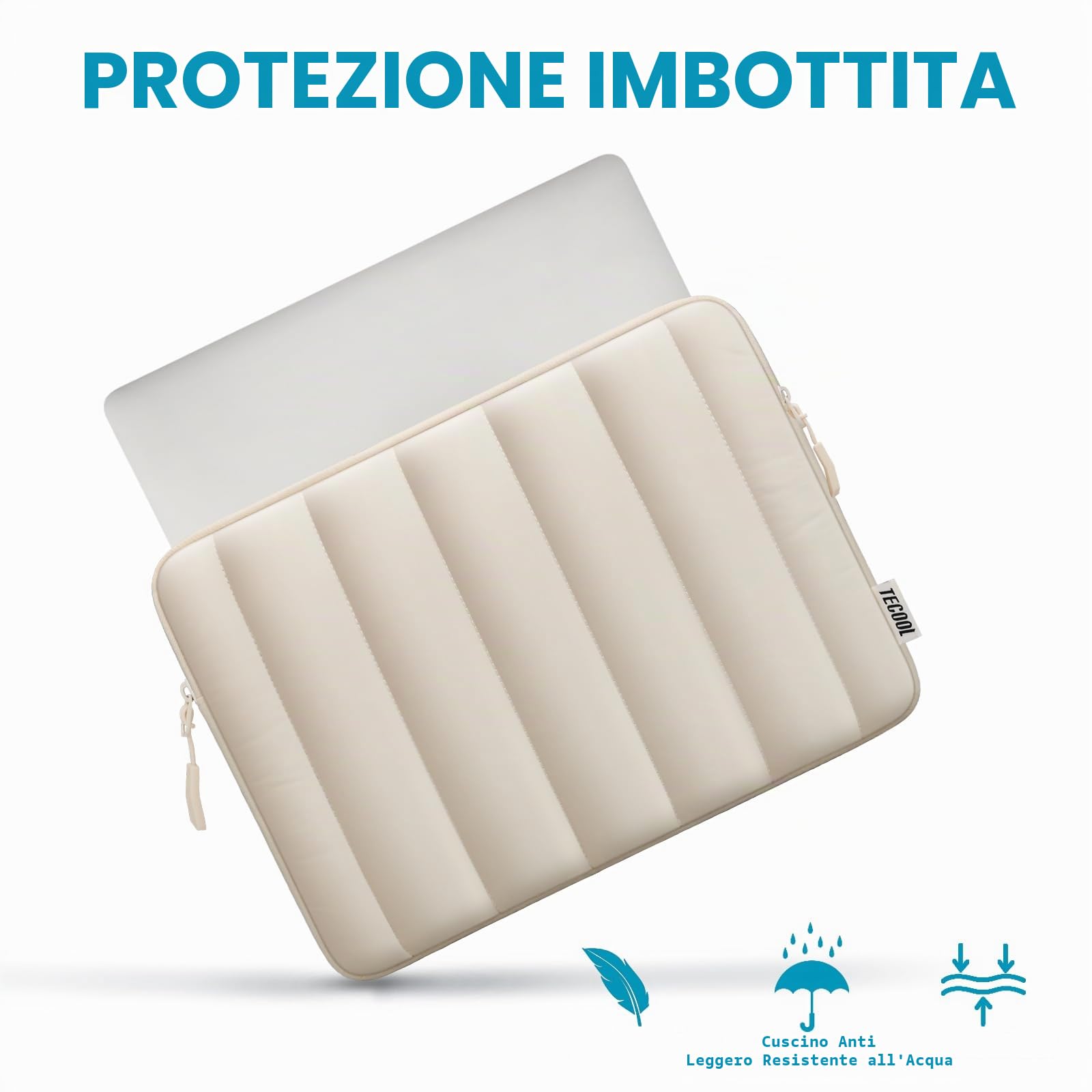 TECOOL 13,3 Pollici Custodia PC Portatile per MacBook Air 13 13.6 M4 M3 M2 M1 2025 2024-2010, MacBook Pro 13/14 M4 M3 M2 M1 2024 2023 2022-2012,13,3" HP Dell Porta PC Computer Notebook Sleeve, Beige
