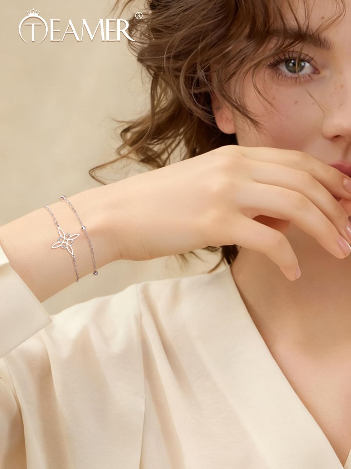 TEAMER Dainty Witches Knot Bracelet Stainless Steel Adjustable Double Layer Beads Chain Bracelet Amulet Vintage Jewelry For Women - Image 2