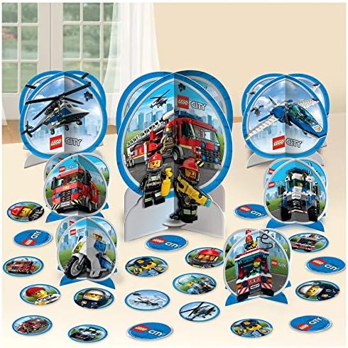 Lego City Table Centerpiece Kit - (2" - 12.8") - Multicolor Paper Table Decorations for Kids Parties & Birthdays