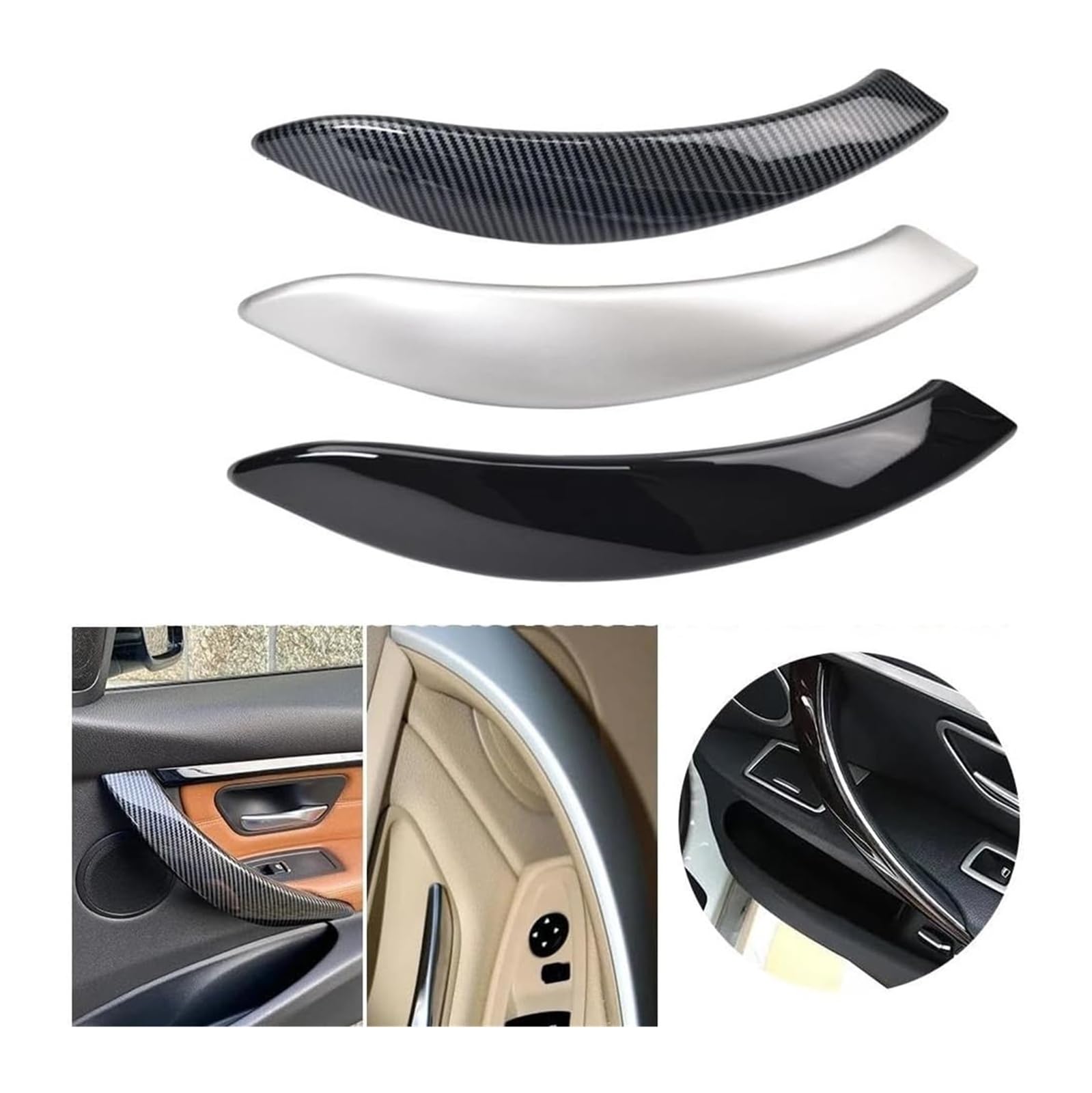 Innengriff Tür Kit Für 3er 4er M3 M4 F30 F34 F36 F32 F33 F80 F82 F83 Innentür Carbonfaser-Zug Mit Griff Außenverkleidung(Carbon Fiber)