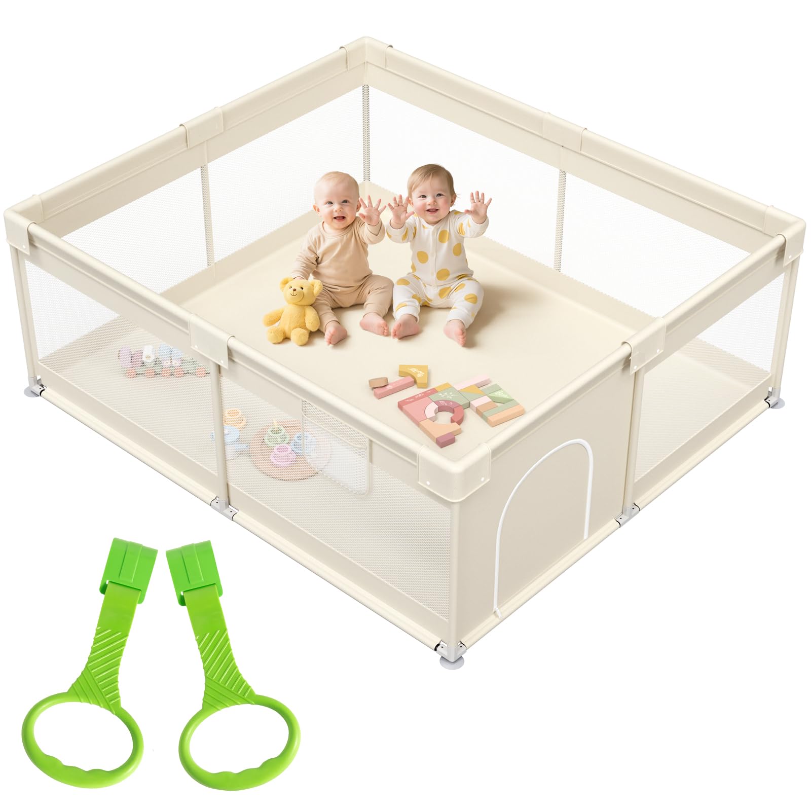 Box Bambini 175×150 cm – Recinto per Bambini Box Grande Recinto Gioco Bebe, ideale per uso interno, Beige