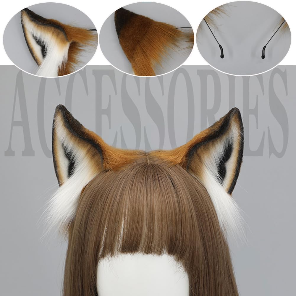 Faux Fur Wolf Fox Ears Headband Furry Animal Ears Hair Hoop Cosplay Headwear Halloween Christmas Party Headpiece - Image 2