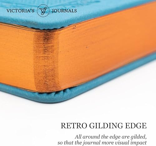 Miniatura 4 de VICTORIA'S JOURNALS Diario vintage de cuero sintético con tapa dura, diario de viaje de aspecto antiguo, tamaño A5, 5.7 x 8.1 pulgadas (azul claro,