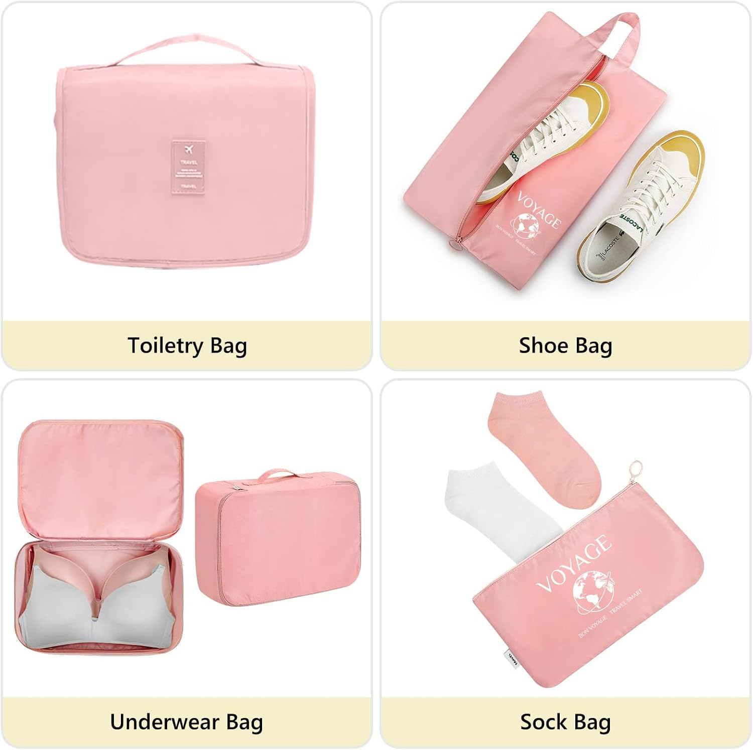 MURISE Packing Cubes for Travel, 8 Pcs Suitcase Organiser Bags for Travel Essentials, Durable Luggage Organiser Set, Packing Organisers, Suitcase Organiser System for Men/Women, Pink image 5