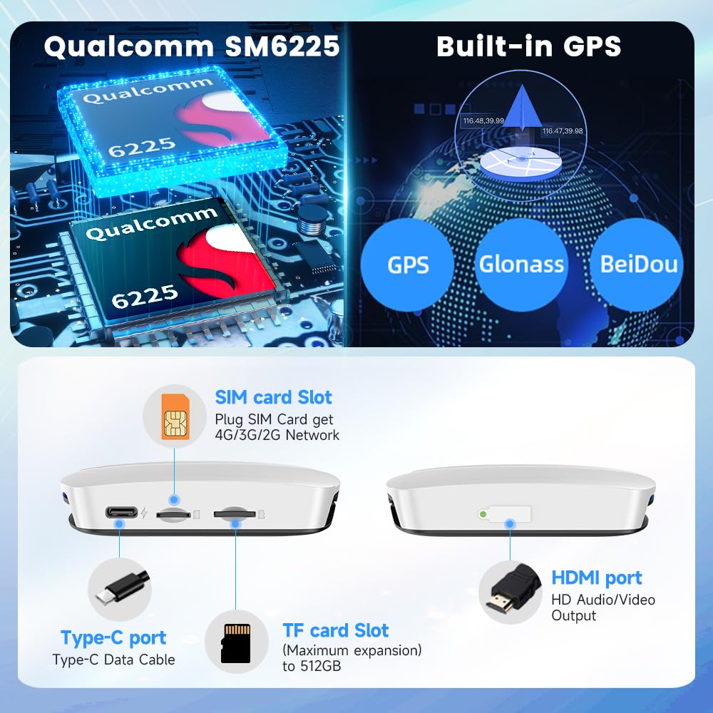 j*e様 【新品】Carlinkit Tbox UHD 6225JP 日本 カー CarlinKit 2024 UHD 6225, HDMI Çıkışlı Yeni Android 13AI Kutusu