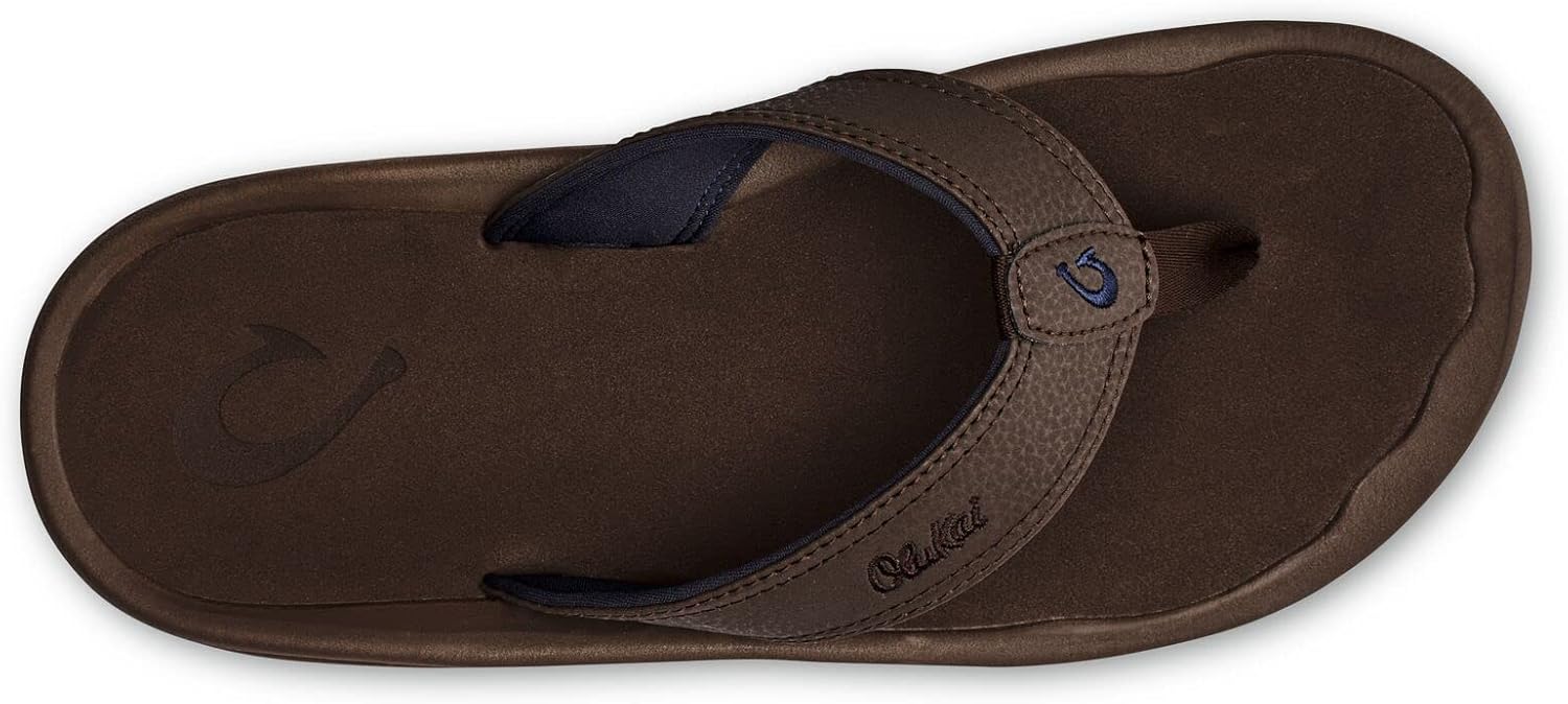 OluKai Ohana Men's Beach Sandals, Quick-Dry Flip-Flop Slides, Water Resistant & Lightweight, Compression Molded Footbed & Ultra-Soft Comfort Fit 8 Dk Wood/Dk Wood