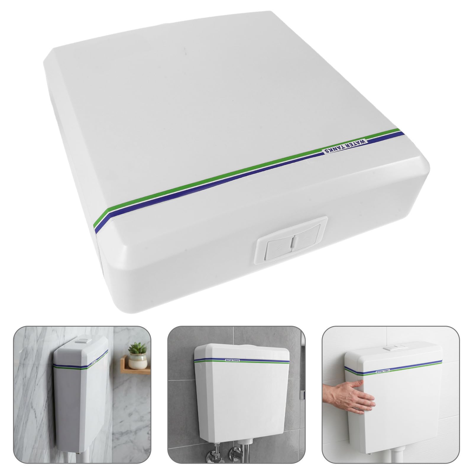 iplusmile Tanque de Descarga para Inodoro de Pared para Baño Común y Sanitario de Cuclillas, Color Blanco, Plástico Resistente Función de Doble Descarga Ajustable