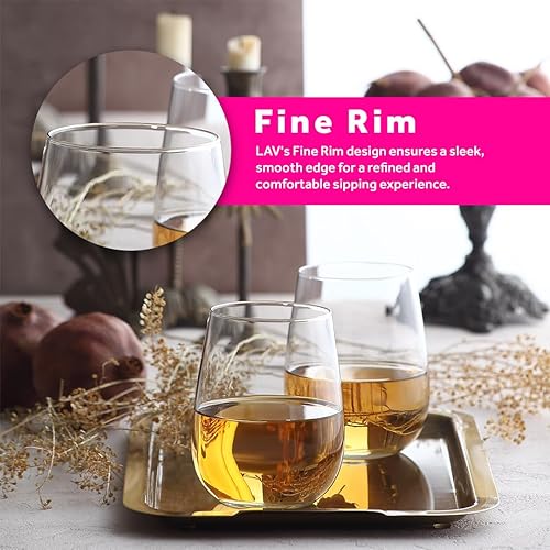 Miniatura 8 de LAV Copas de vino de colores sin tallo, 6 piezas, vasos de vino coloridos de 16 onzas para agua potable y bebidas, tazas elegantes ideales para
