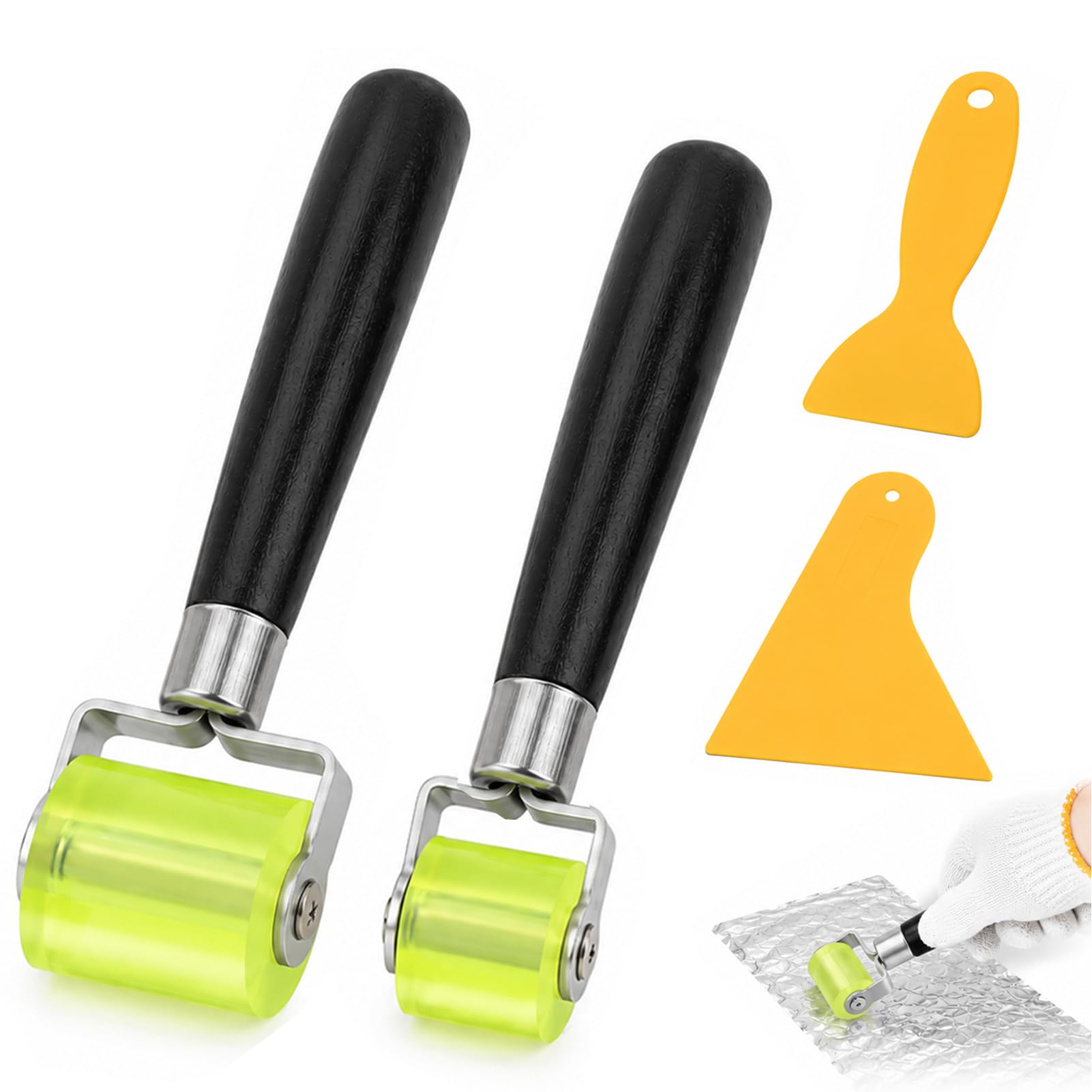 Set di 2 rulli di pressione con 2 raschietti, rullo di pressione manuale, rullo di pressione per guarnizioni dei bordi, rullo di pressione manuale in silicone, set di rulli a pressione parziale per