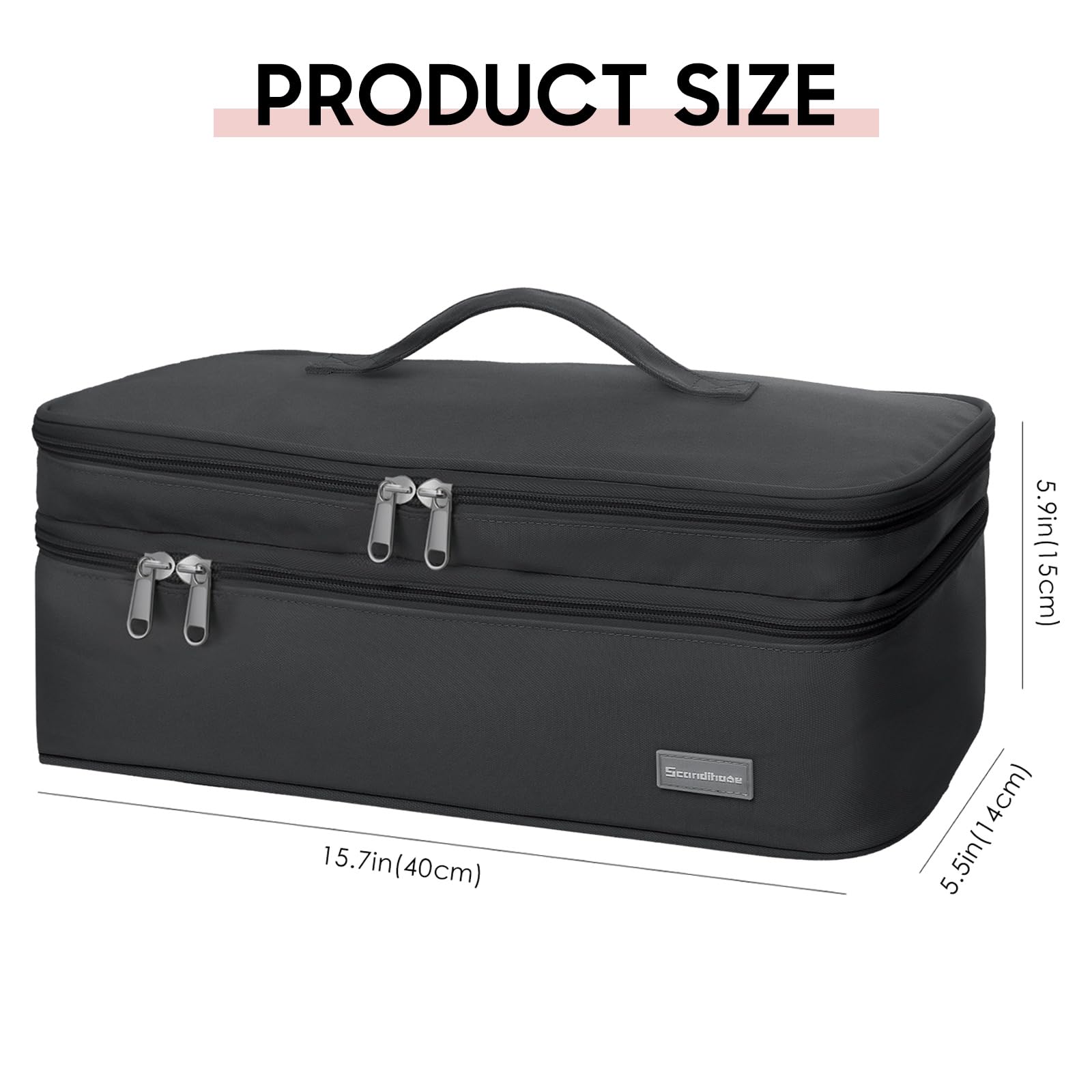 Estuche de transporte de viaje de doble capa portátil para mujer, compatible con secador de pelo Revlon de un solo paso y cepillo de aire caliente y accesorios Scandihome Series (solo bolsa),