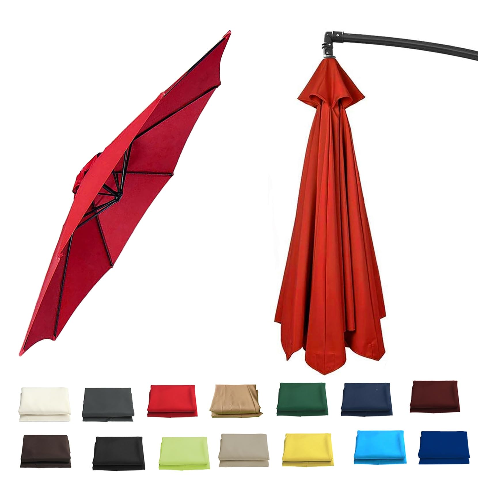 GZDXBF Outdoor Replacement Canopy Top 6/8 Ribs, 400cm Sun Umbrella Replacement Cloth, Replacement Parasol Cover(Red,8 RIBS: 350CM/11.5FT)