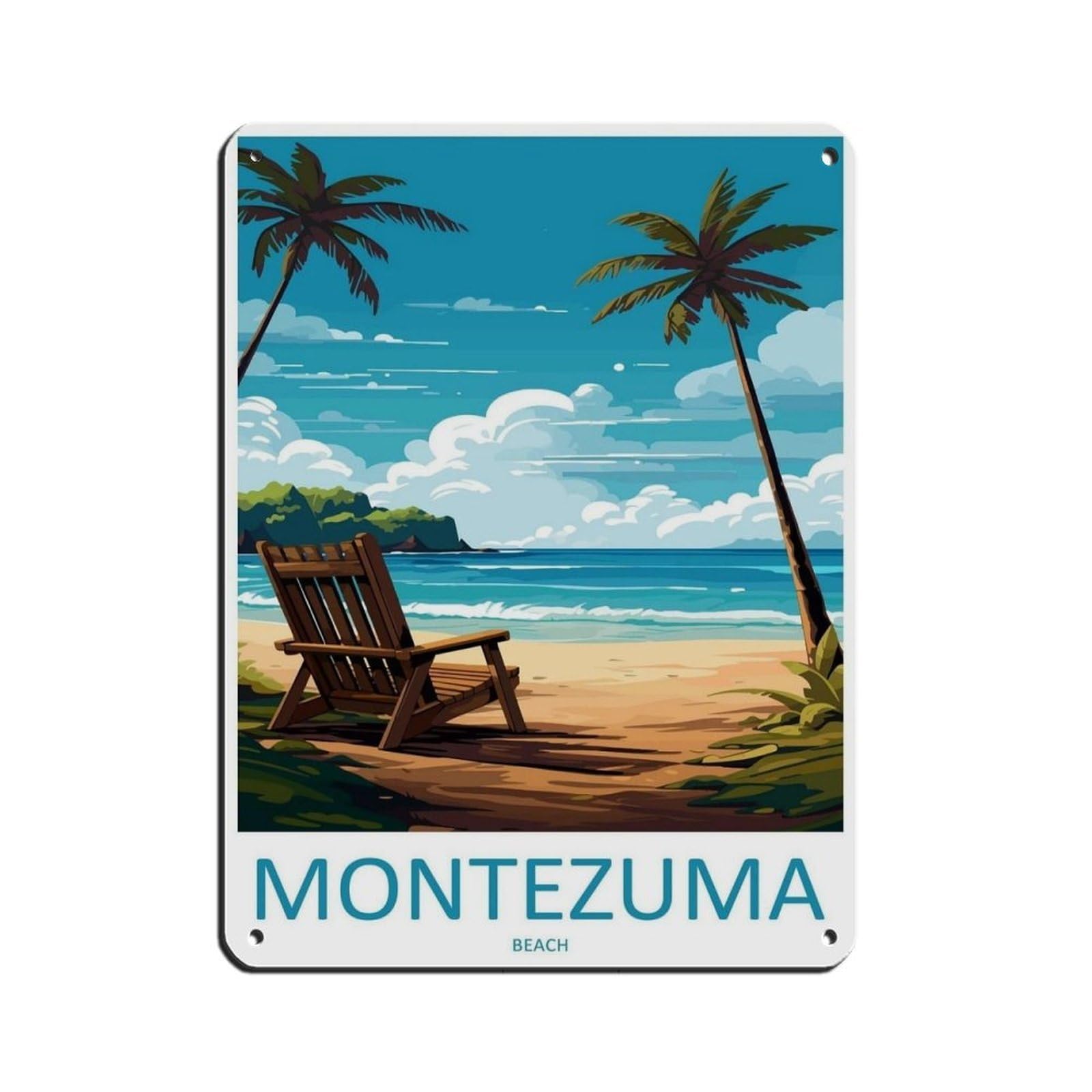 Montezuma Beach Travel Art Costa Rica（98） Retro Poster Metal Tin Sign Chic Art Retro Iron Painting Bar People Cave Cafe Family Garage Poster Wall Decoration 12x16inch(30x40cm)