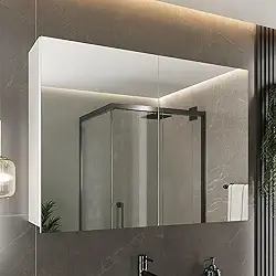 Espelheira para Banheiro 2 Portas 2 Prateleiras Malbec Móveis Bosi