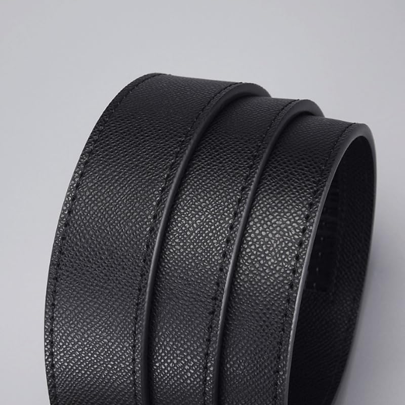 Men's Automatic Snap Business Casual Belt with Fake Fastener Genuine Leather image 3