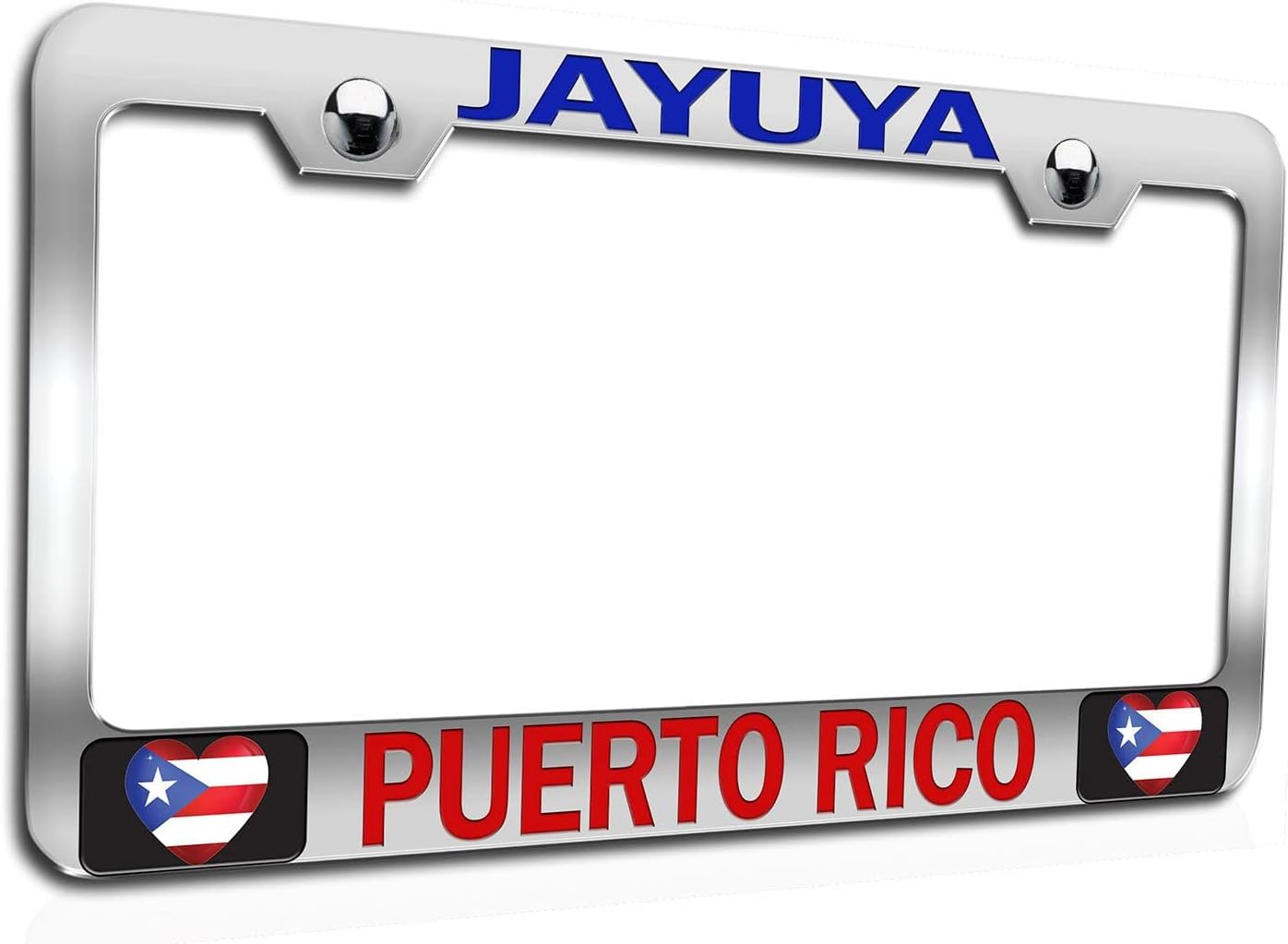 Makoroni - JAYUYA Puerto RICO Puerto Rico Rican Chrome Metal License Plate Frame Tag Holder, #i92