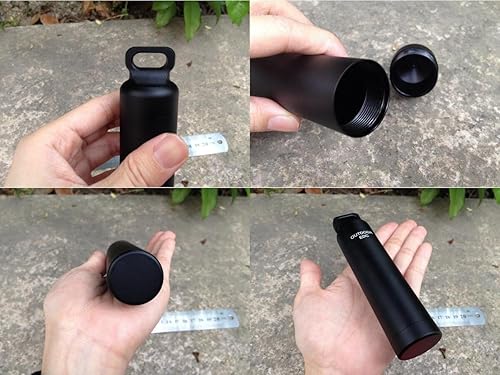 Miniatura 3 de Negro CNC mecanizado de aluminio EDC supervivencia impermeable cápsula sello botella titular caso contenedor supervivencia EDC herramienta de