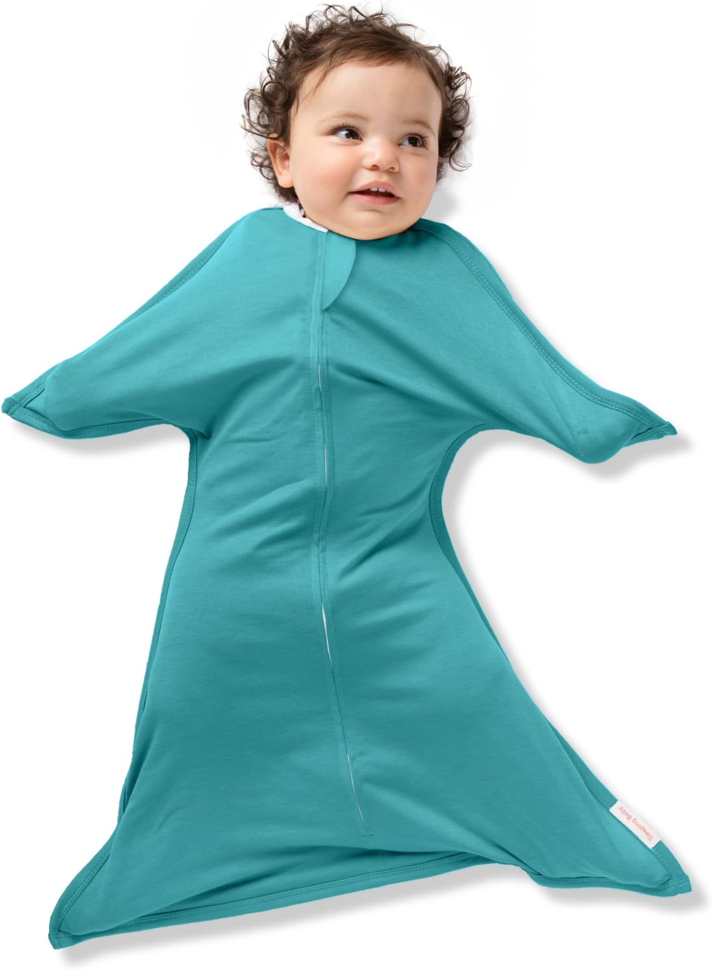 SleepingBaby Zipadee-Zip Transition Swaddle - Cozy Baby Swaddle Blanket with Zipper Convenience - Roomy Wearable Blanket for Easy Diaper Changes - Classic Teal, Medium (6-12 Month)