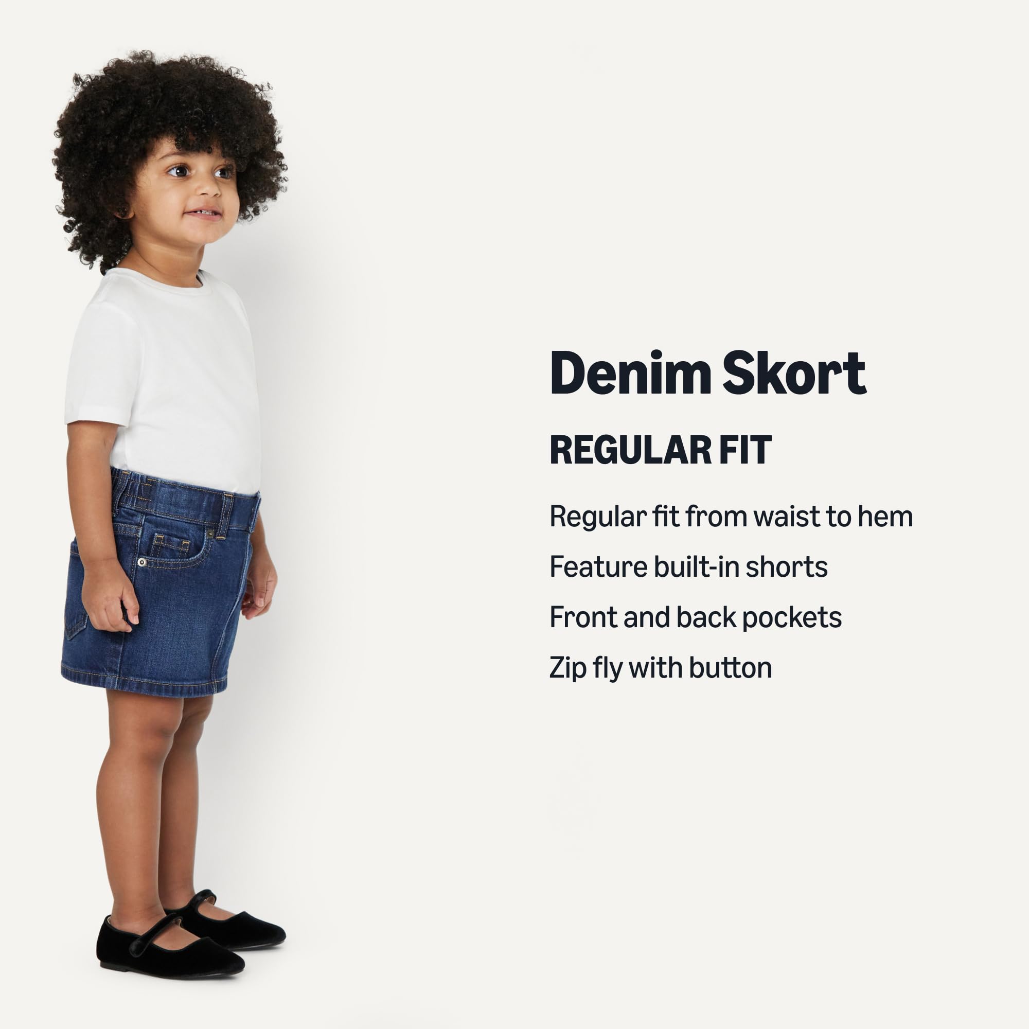 Amazon Essentials Falda-Pantalón Vaquera Corte Estándar Elasticidad Media Niñas