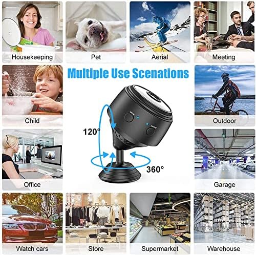 Mini Spy Hidden Cameras For Home Security 4K HD Wide Angle Wireless WiFi Small Nanny Cam Indoor Micro Surveillance Cameras with Night Vision Motion Detection for Outdoor/Indoor