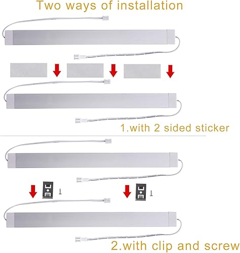 Miniatura 9 de Kit de 6 tiras de luces LED para debajo de la encimera, con cableado regulable, 12 pulgadas y 24 V, enchufables, para cocina, armario, escaparate,