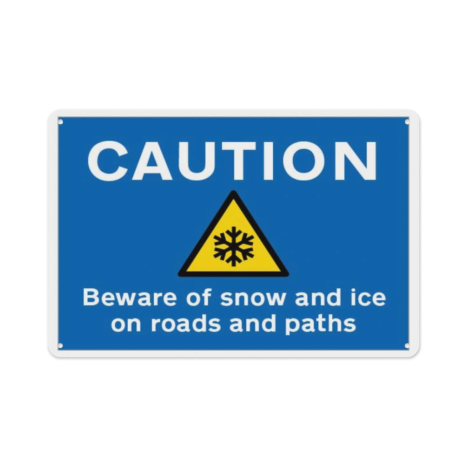 peiyeety Caution Beware Of Snow And Ice On Roads And Paths Aluminum Tin Warning Signs For Home Outdoor Garden 8X12 Inches
