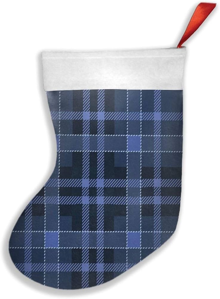Blue plaid christmas stocking Clearance