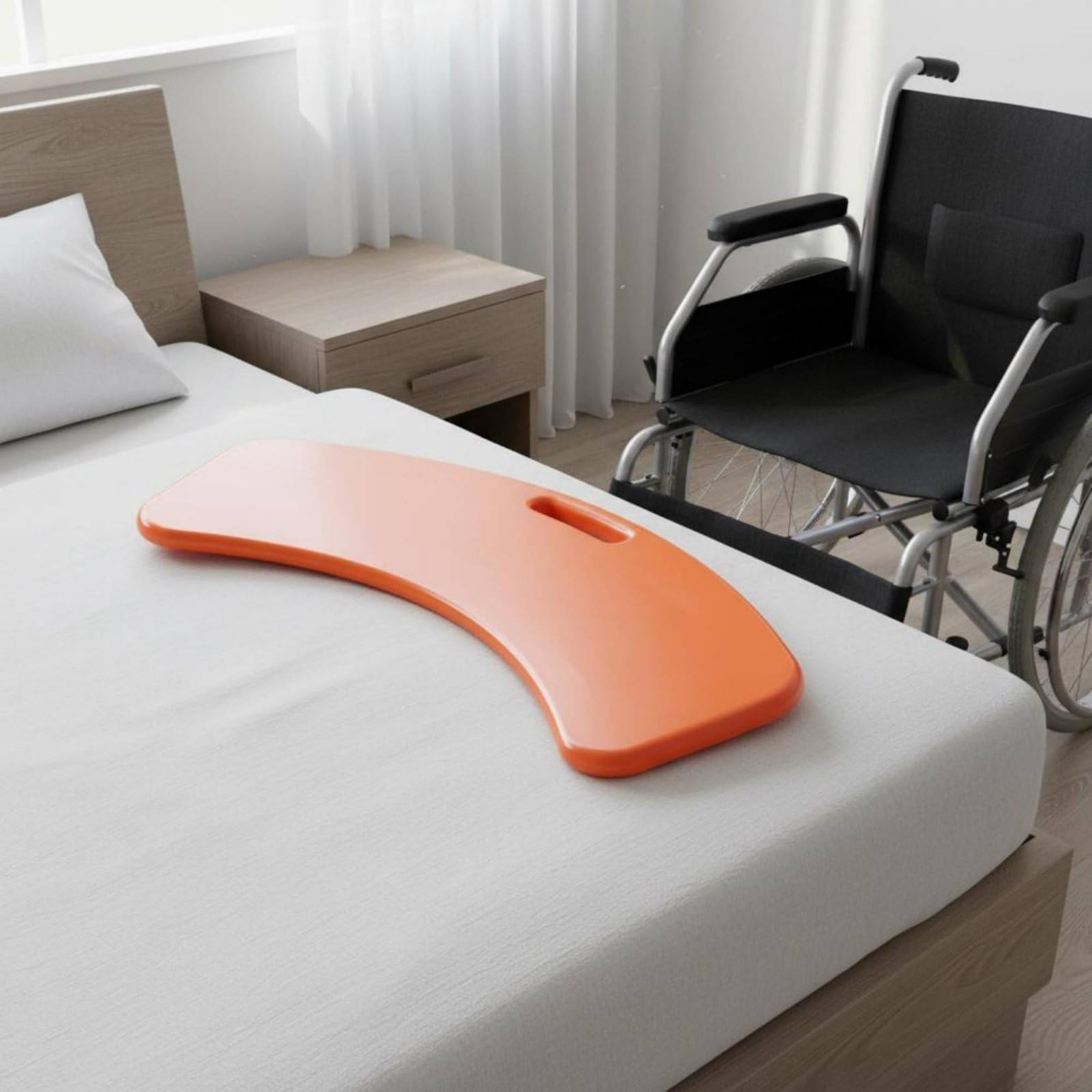 Qianly Planche de Transfert Antidérapante Antidérapant Planche de Transfert Incurvée Haute Résistance Matériel Médical pour Personnes Handicapées, Bleu Foncé