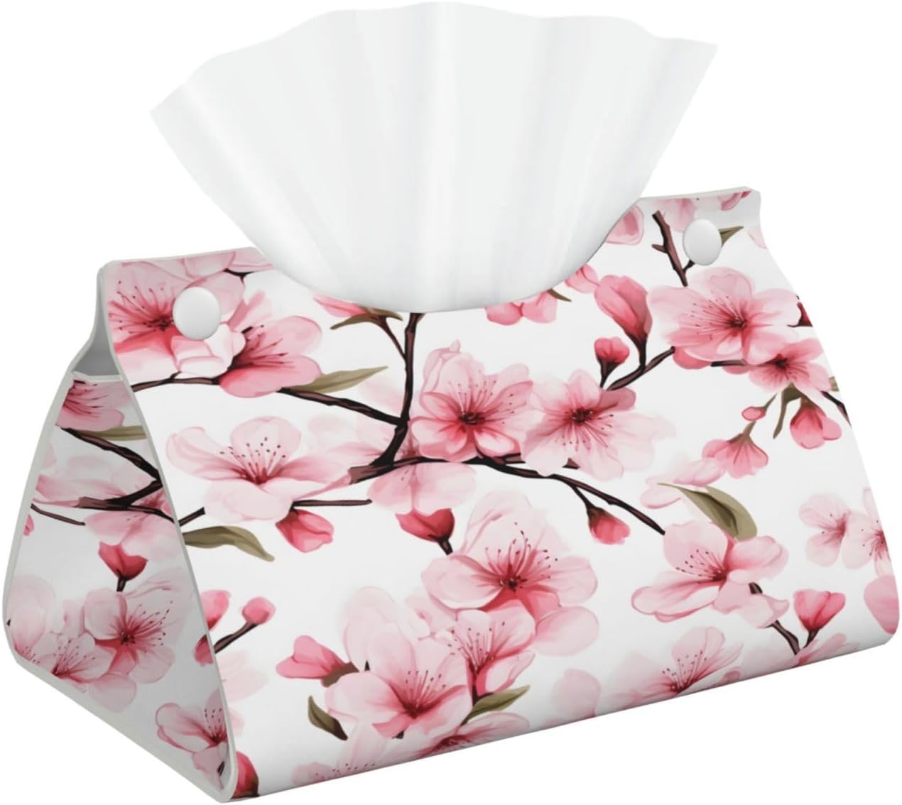 Tissue Box Cover Wildflowers Leaves Rectangle PU Leather Tissue Box Holder for Car Bathroom Bedroom Desk Tabletop Decor