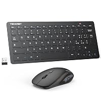 TECKNET Set Tastiera e Mouse Wireless, 2.4G Silenzioso con Ricevitore USB